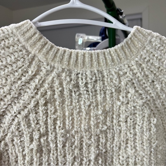 SUZY SHIER V-Neck Pullover Sweater Off White Ribbed size Medium Knitted Sweater - Picture 7 of 8